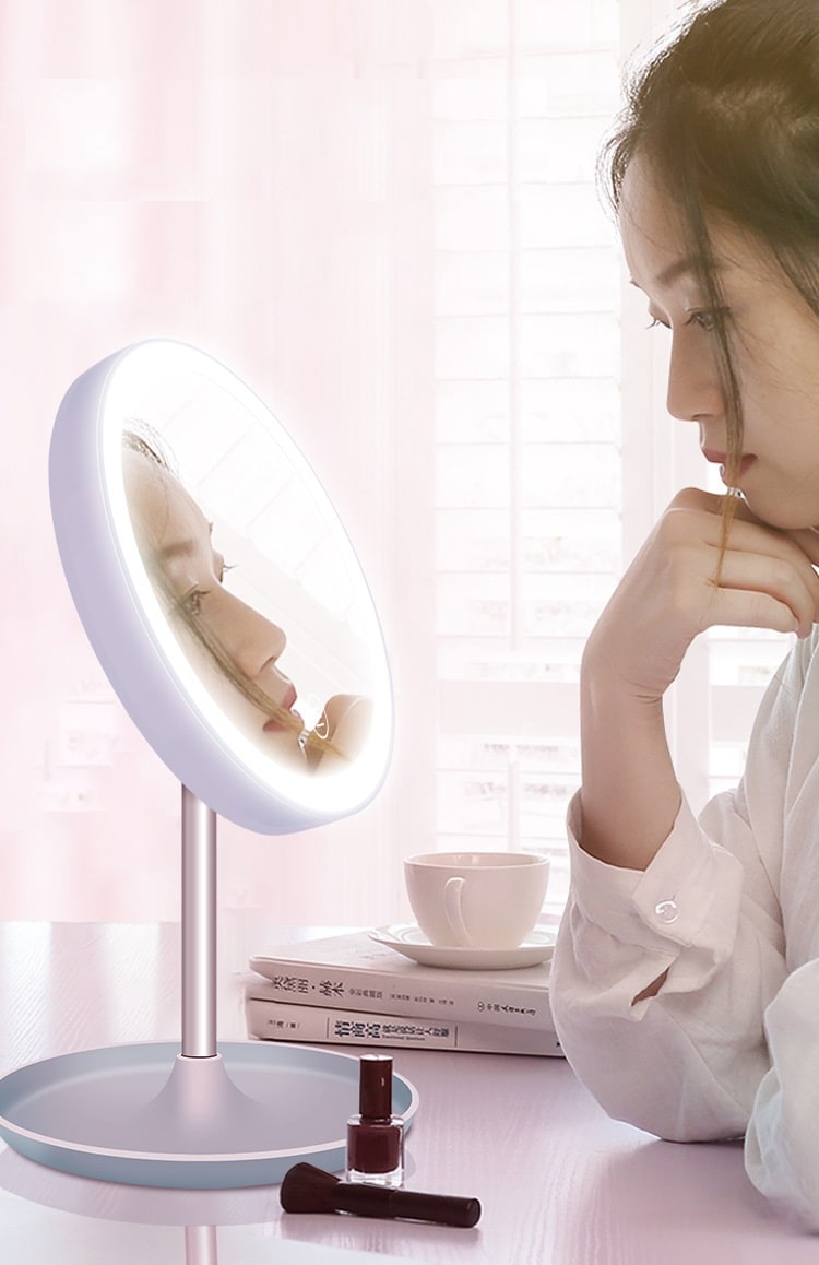 Настольное зеркало для макияжа с подсветкой ShineMirror TD-016 белого цвета